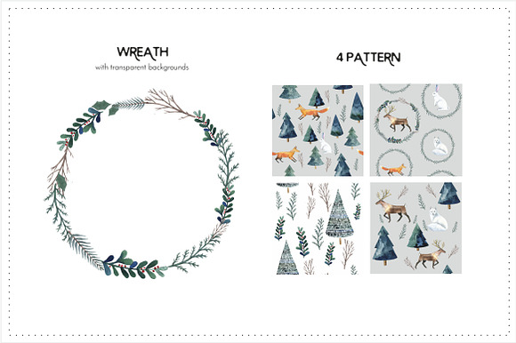 Watercolor set Magical winter forest in Illustrations - product preview 2