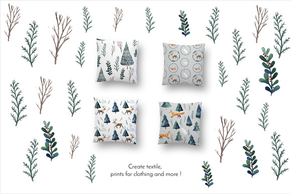 Watercolor set Magical winter forest in Illustrations - product preview 4