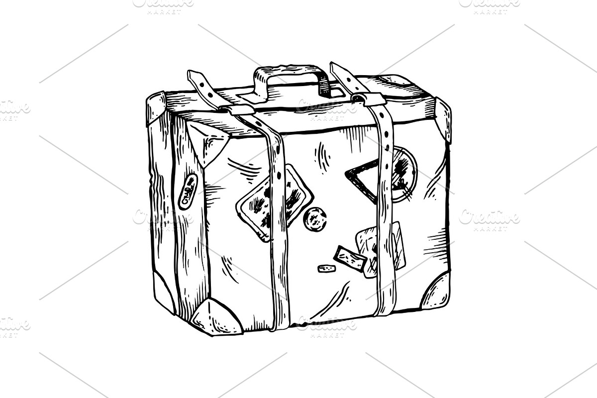 Old travel case engraving vector illustration in Illustrations - product preview 8