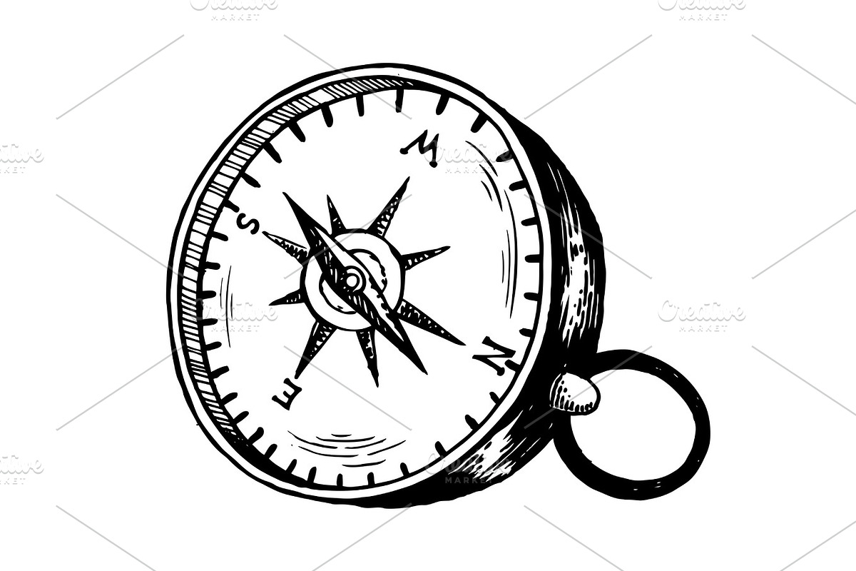 Vintage compass engraving vector illustration in Illustrations - product preview 8