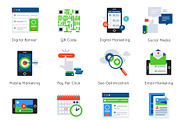 Digital Marketing Flat Icon Set