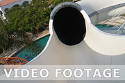 POV of a man riding water slide tube in water park