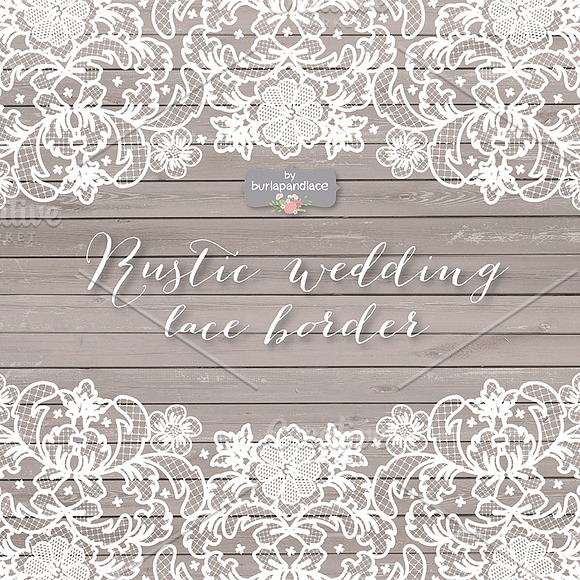 Vector lace wedding border clipart in Illustrations - product preview 1