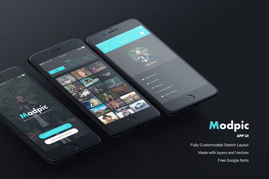 Modpic App UI Mockup Sketch file in Mobile & Web Mockups - product preview 8
