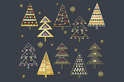 Gold Glitter Christmas Tree Set