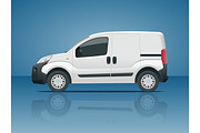Small Van Car. Isolated car, template for car branding and advertising. Side view. Change the color in one click. All elements in groups on separate layers.