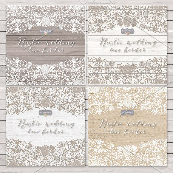 Vector lace wedding border clipart in Illustrations - product preview 1