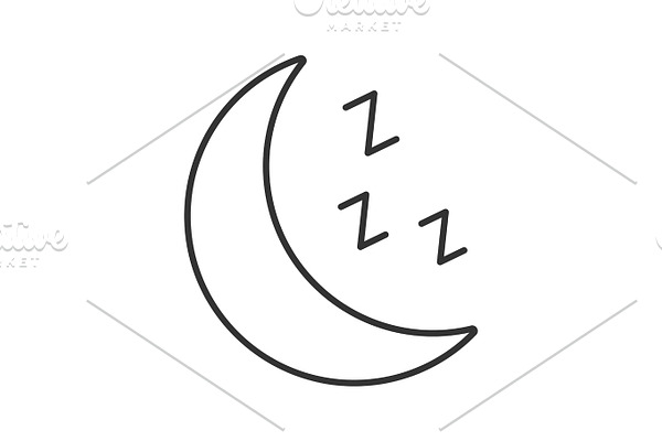 Moon with zzz symbol linear icon