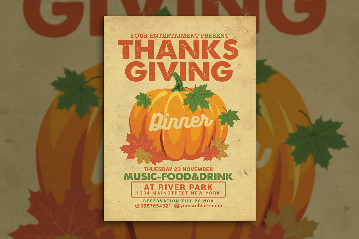 Thanksgiving Dinner Flyer in Flyer Templates - product preview 8