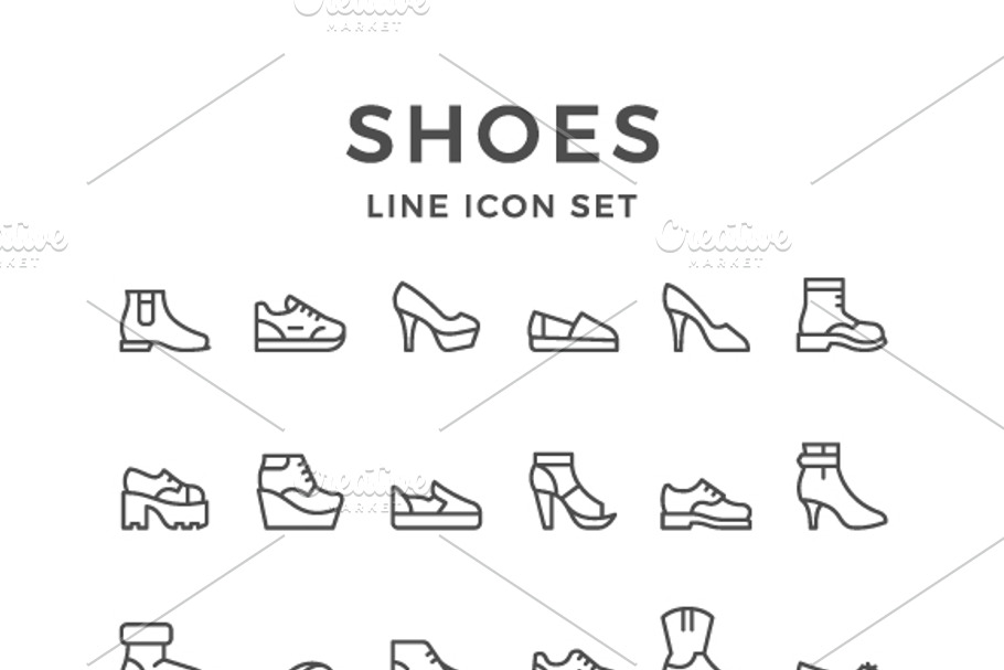 Set line icons of shoes in Graphics - product preview 8