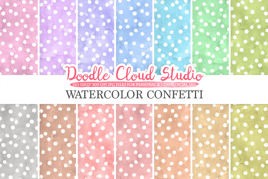 Watercolor Confetti digital paper in Patterns - product preview 8