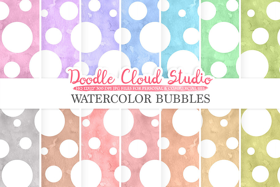 Watercolor Bubbles digital paper in Patterns - product preview 8