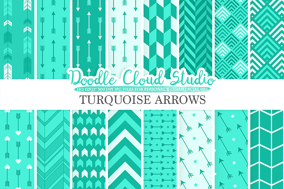 Turquoise Arrows digital paper in Patterns - product preview 8