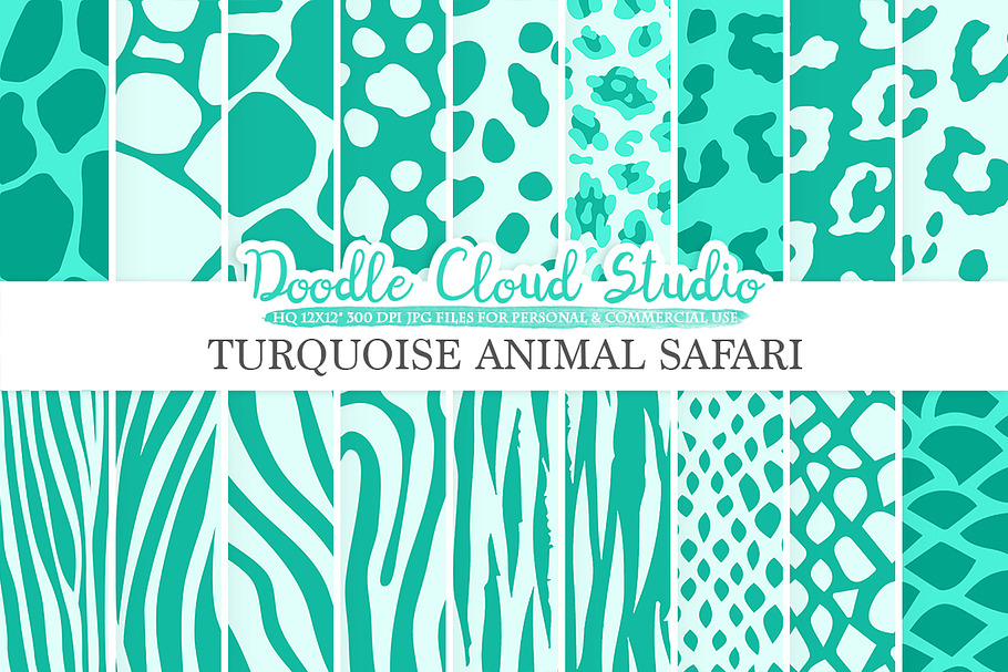 Turquoise Animal Safari paper