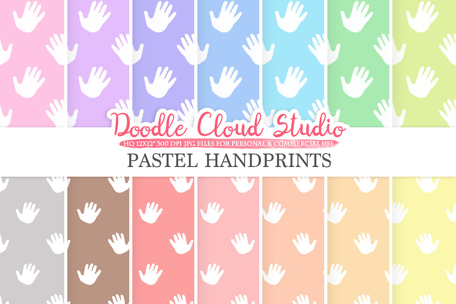2 Sets of Pastel Handprints paper in Patterns - product preview 8
