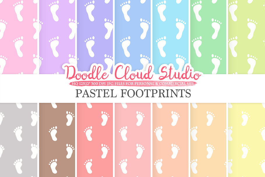 2 Sets of Pastel Footprints paper