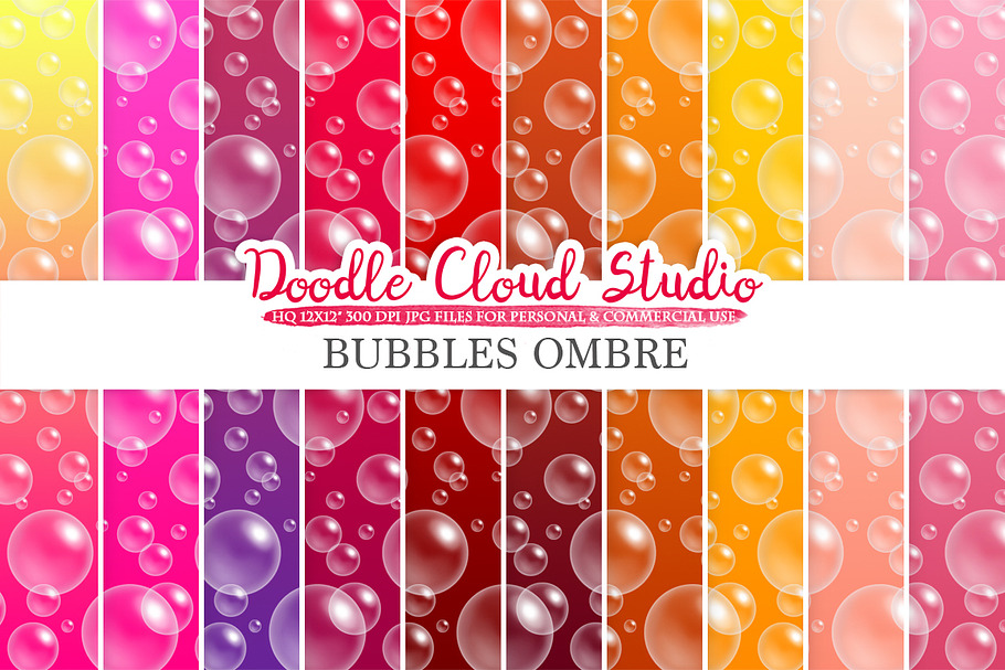 10 Ombre Soap Bubbles digital paper