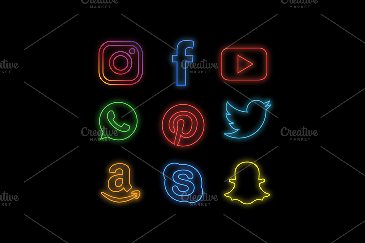 Neon Social Media Icons in Neon Icons - product preview 8