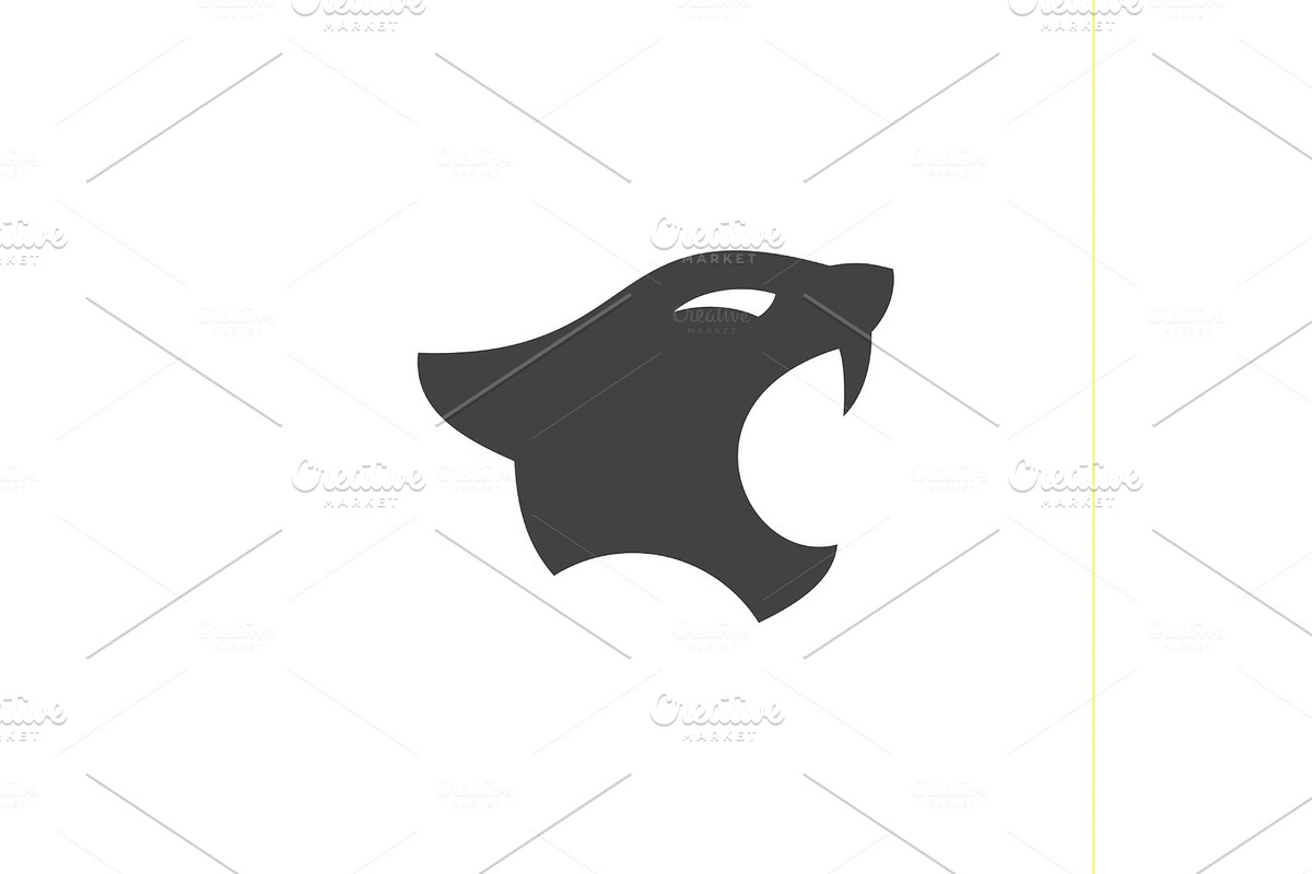 Panthers head with open mouth in minimalism flat logo sign illustrations in Logo Templates - product preview 8