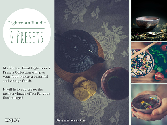 6 LR Presets Vintage Food Photos in Photoshop Plugins - product preview 1