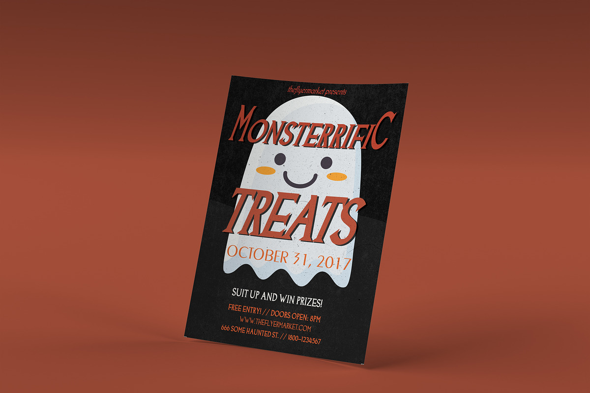 Monsterrific Treats Halloween PSD in Flyer Templates - product preview 8