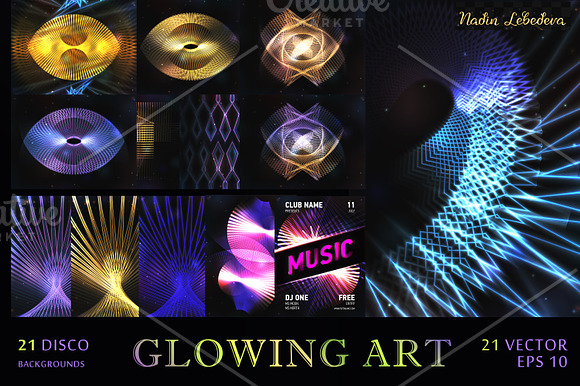 SET  21  Shining abstract background in Flyer Templates - product preview 1