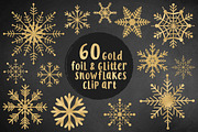 Gold snowflakes clip art