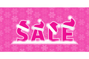 Christmas sale Illustration with snow and Santa Claus hats