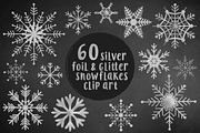 Silvers snowflakes clip art