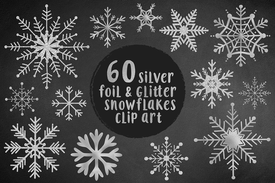 Silvers snowflakes clip art