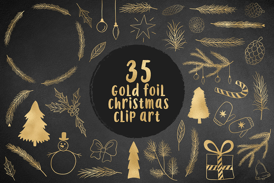 Gold Christmas Clip Art in Objects - product preview 8
