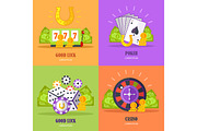 Set of Gambling Conceptual Vector Banners.  