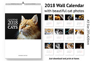 Calendar A3 for 2018 with cats.