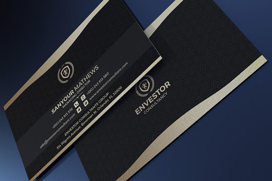 Gold and Black Business Card in Business Card Templates - product preview 8