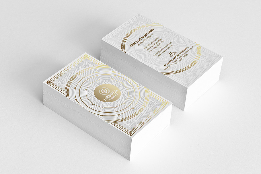 Gold and White Business Card