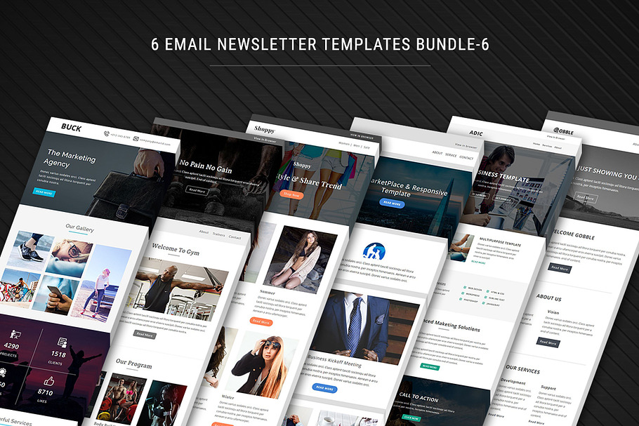 6 Newsletter Templates Bundle - 6 in Mailchimp Templates - product preview 8