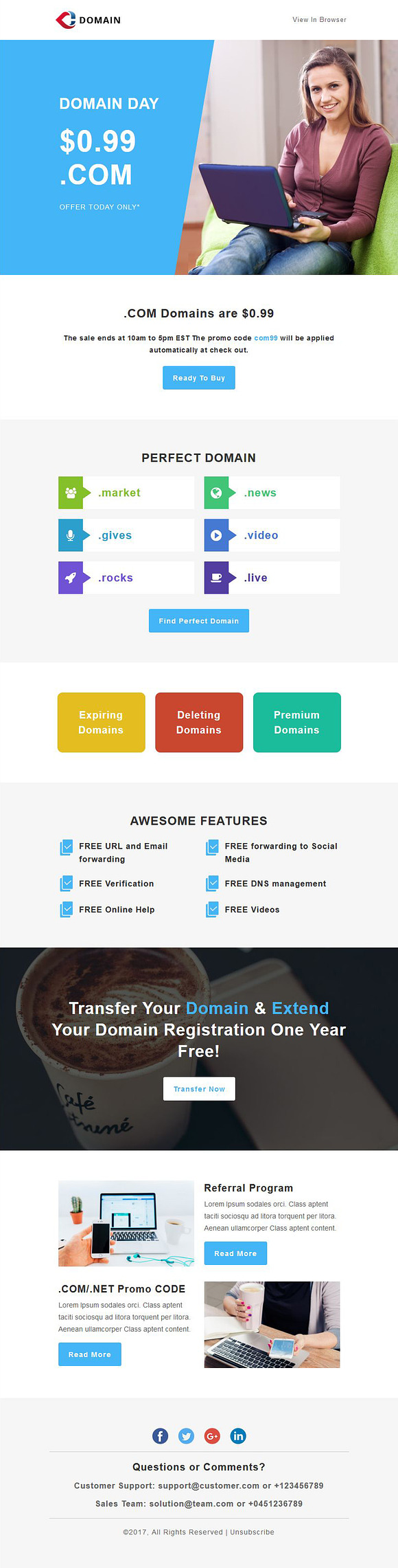 Domain - Responsive Email Template in Mailchimp Templates - product preview 1