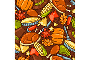 Happy Thanksgiving Day seamless pattern with holiday objects