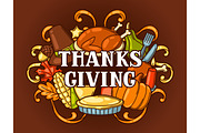 Happy Thanksgiving Day invitation with holiday objects