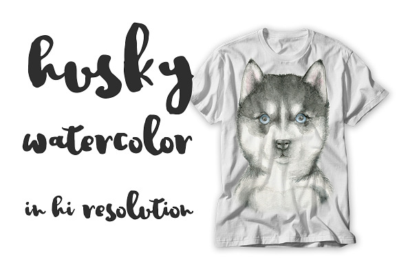 Husky watercolor in Illustrations - product preview 1