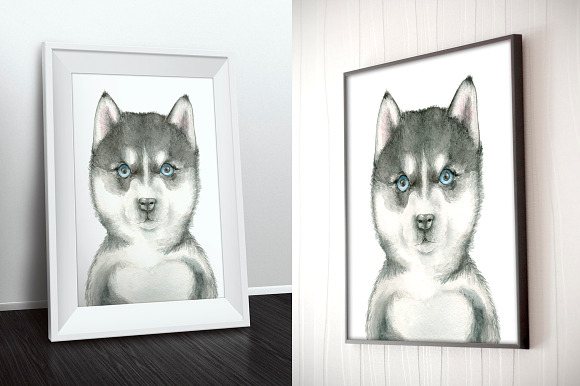 Husky watercolor in Illustrations - product preview 2