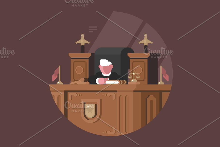 Wise judge in chair at workplace in Illustrations - product preview 8