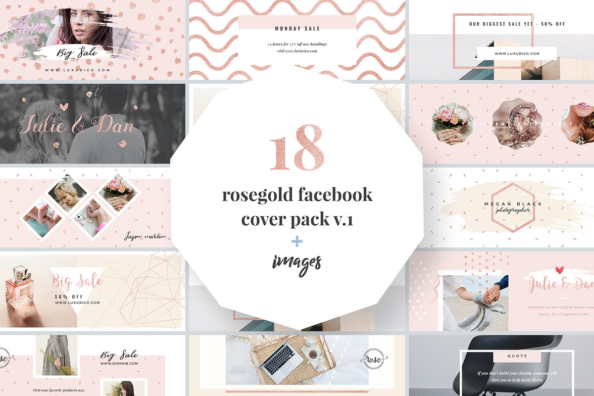 Rosegold Facebook Cover Pack in Facebook Templates - product preview 8