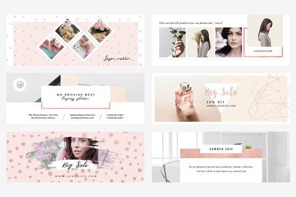 Rosegold Facebook Cover Pack in Facebook Templates - product preview 2