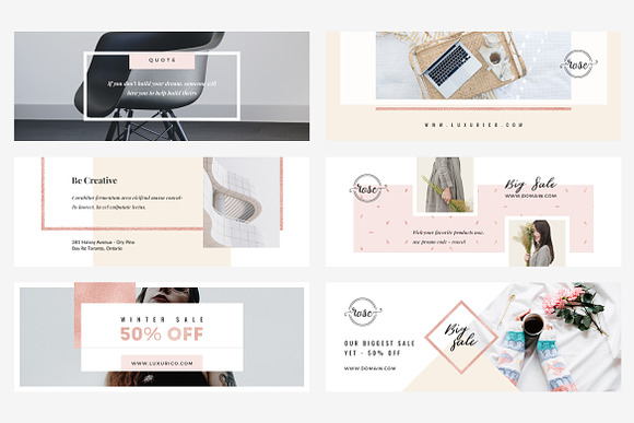 Rosegold Facebook Cover Pack in Facebook Templates - product preview 3
