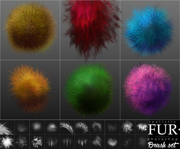 Realistic FUR. 20 Brushes for PS in Photoshop Brushes - product preview 2