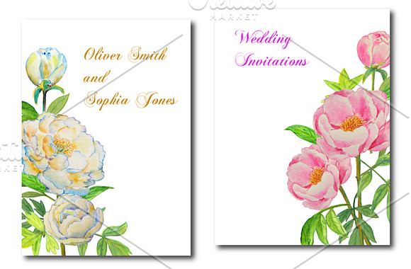 Wedding Clipart Watercolor DIY Peony in Illustrations - product preview 1