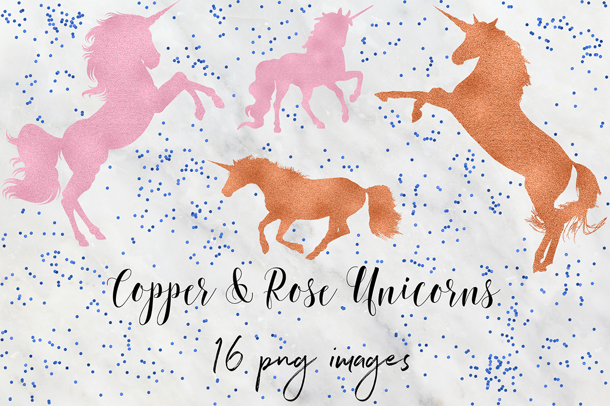 Copper & Rose Unicorn Clipart in Graphics - product preview 8