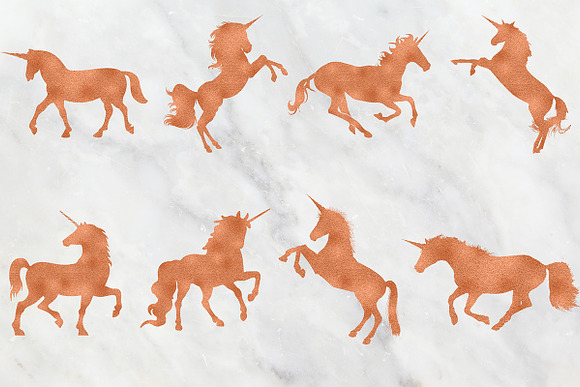 Copper & Rose Unicorn Clipart in Graphics - product preview 1