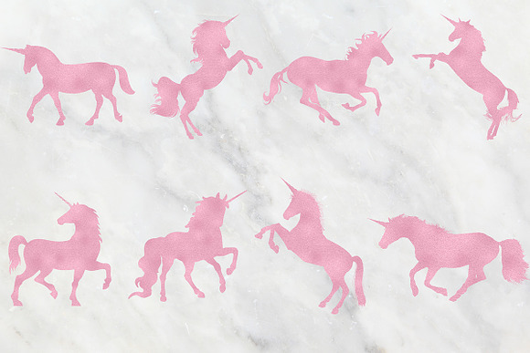 Copper & Rose Unicorn Clipart in Graphics - product preview 2